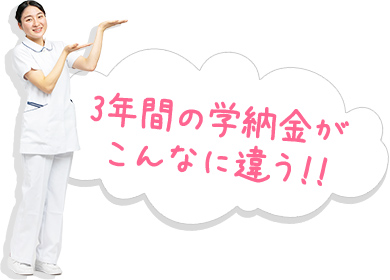 3年間の学納金がこんなに違う!!